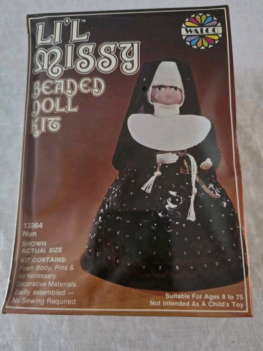 Walco Li'l Missy Beaded Doll Kit Sequin Vintage Nun #13364